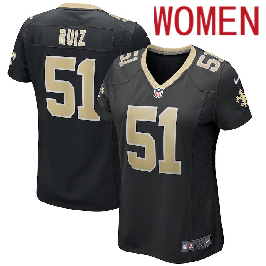 Women New Orleans Saints #51 Cesar Ruiz Nike Black Game NFL Jersey